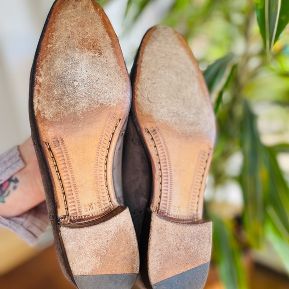 Italian Suede Leather Loafers Size 6.5, good used condition, Dark Brown, NICE - Picture 6 of 14